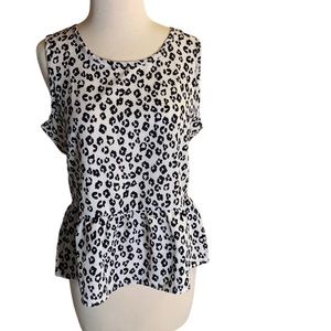 Como Vintage Leopard Print Tank Top Blouse with Ruffle Bottom. New with Tags